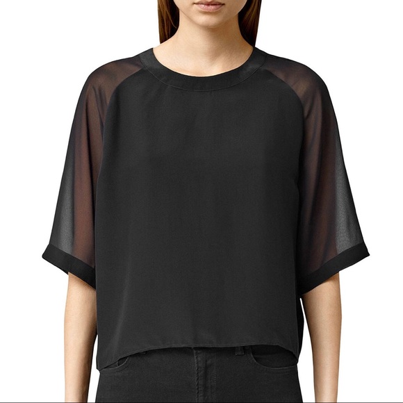 All Saints Tops - AllSaints Uma Black Boxy Raglan Sleeve Blouse sz M